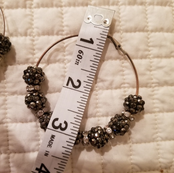 💎Crystal Silver Dangle Hoops Earrings!💖 - Picture 3 of 5